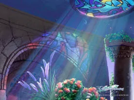 light shining through stained glass window